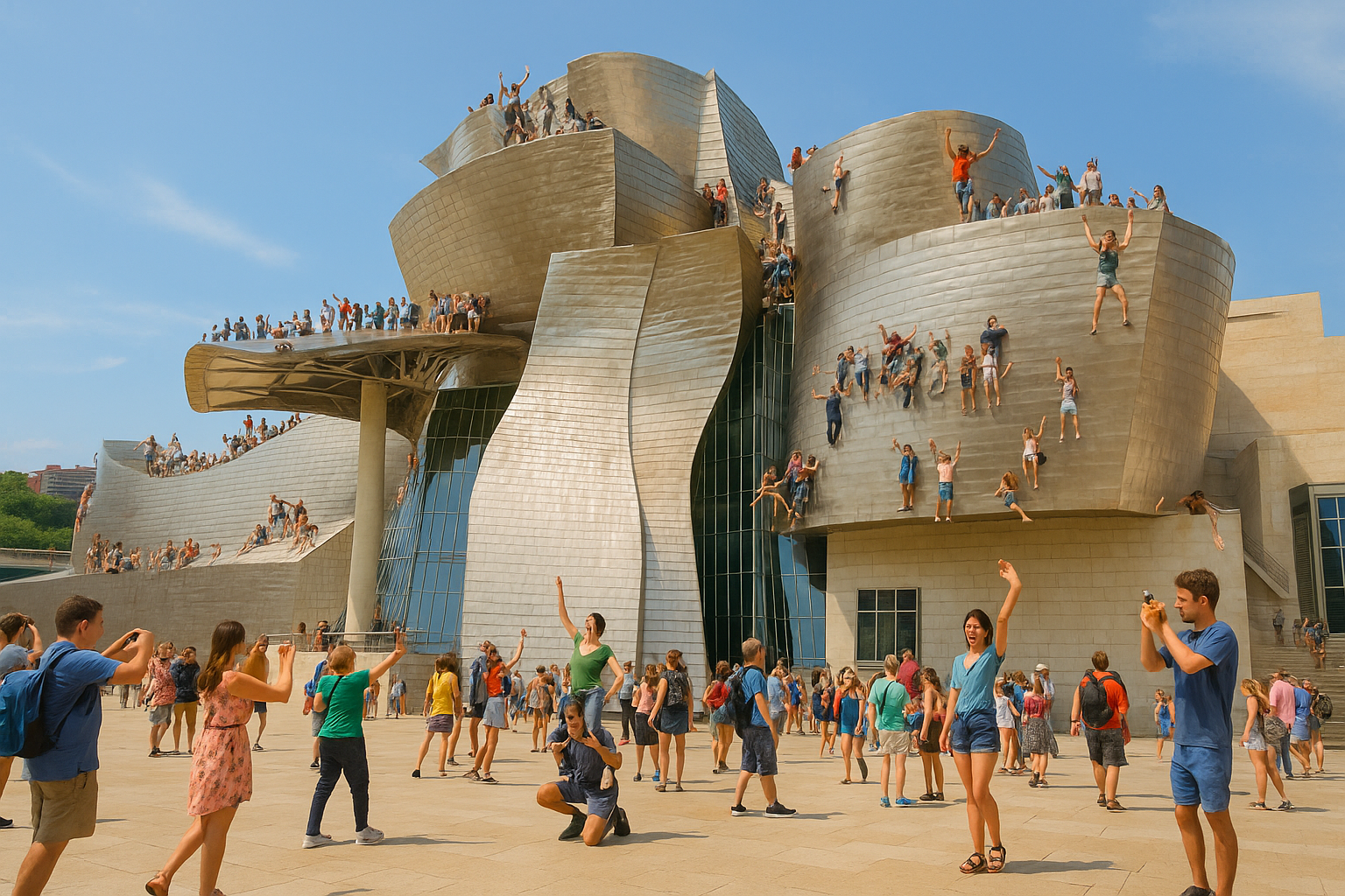 Museo Guggenheim Bilbao lleno de turistas